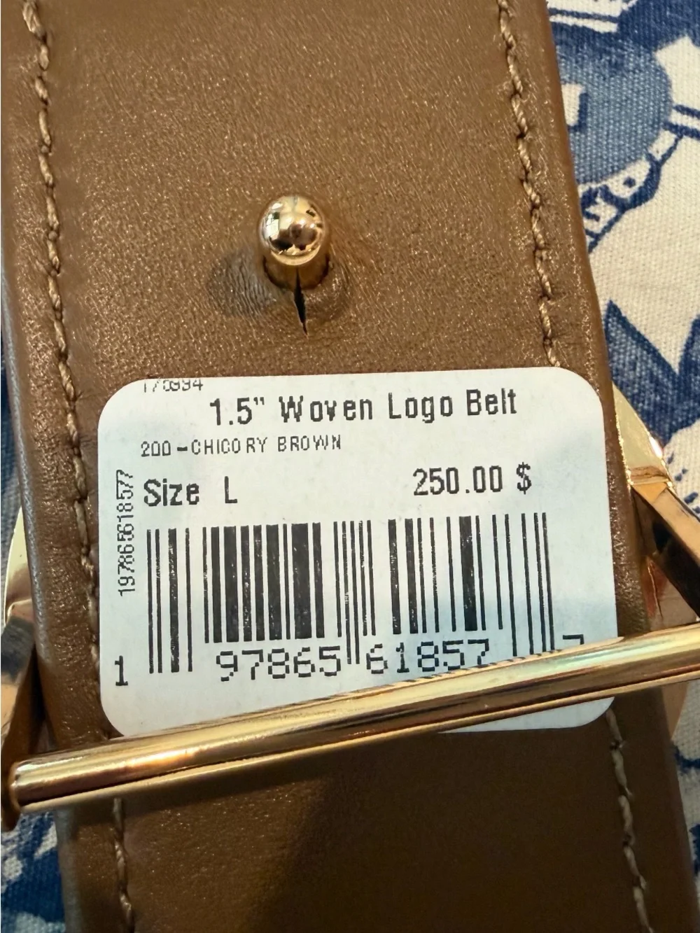 Tory Burch 1.5” Brown Leather Belt with Gold Logo Buckle